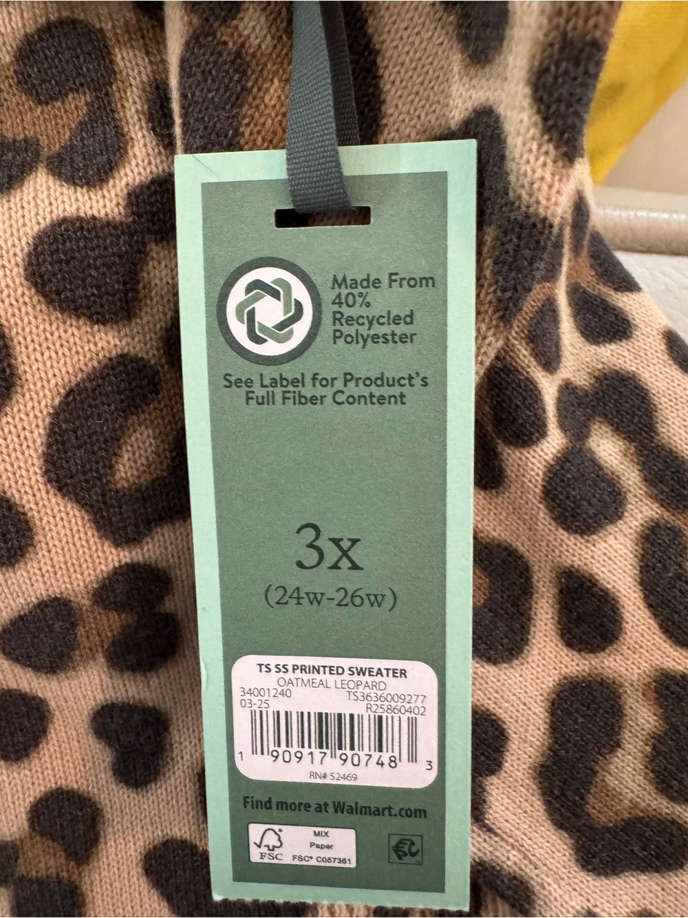 Terra & Sky Women's Plus Leopard Short Sleeve Sweater 3X NWT - Picture 6 of 11